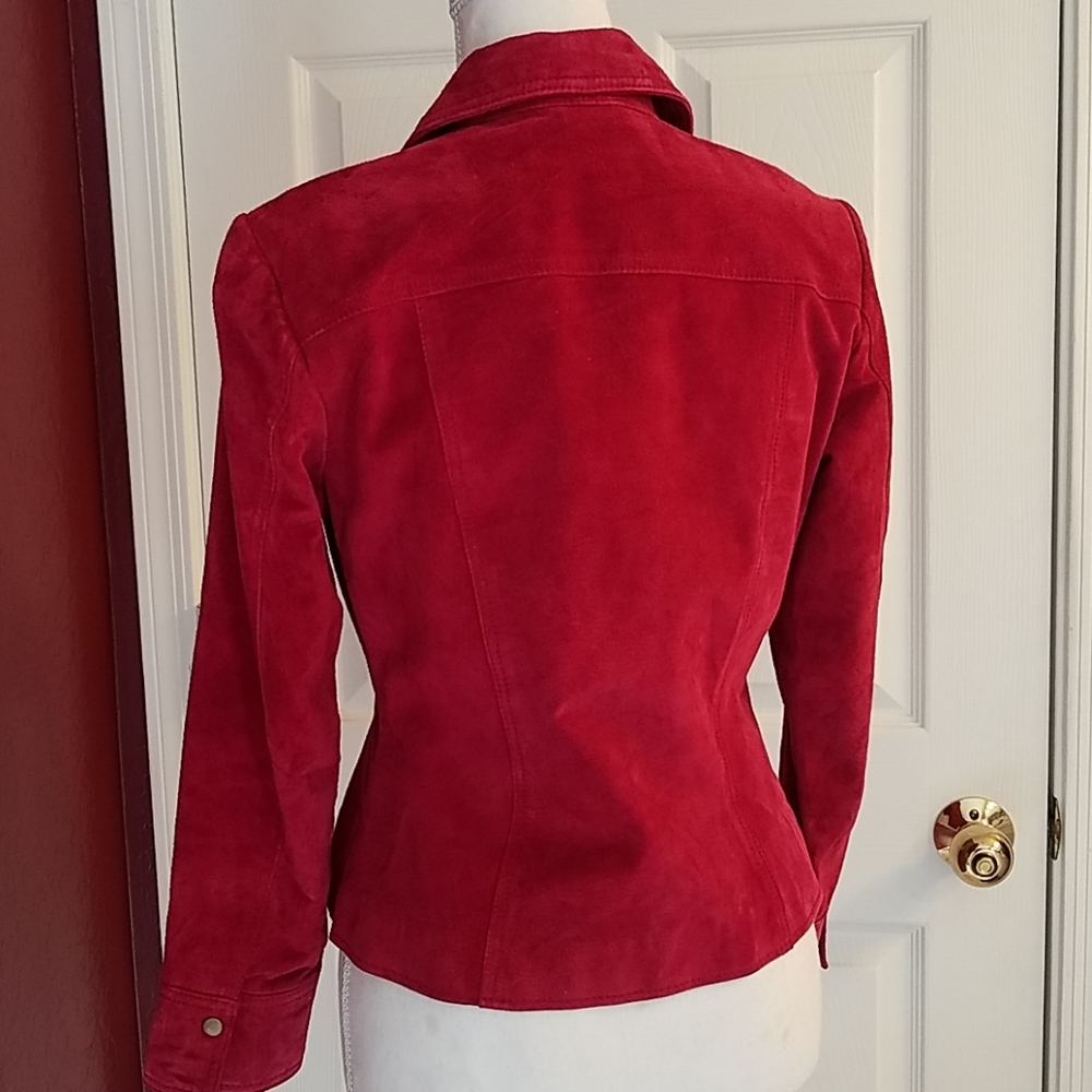 EUC Suede Coldwater Creek Red Leather Jacket  PXS - Picture 2 of 5